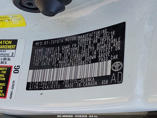 Toyota COROLLA LE 2016 2T1BURHEXGC688574 Image 9