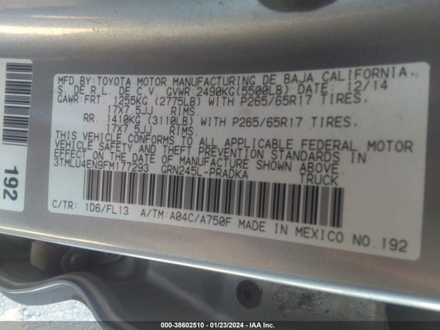 Toyota Tacoma Base V6/trd Pro 2015 3TMLU4EN9FM177293 Image 9