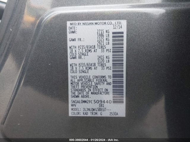 5N1AL0MM2FC509440 Infiniti QX60