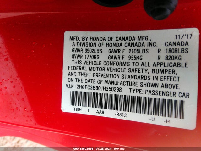 Honda Civic Ex-t 2018 2HGFC3B30JH350298 Image 9