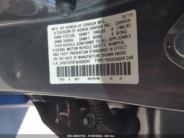 2HGFC2F81GH504297 Honda CIVIC EX