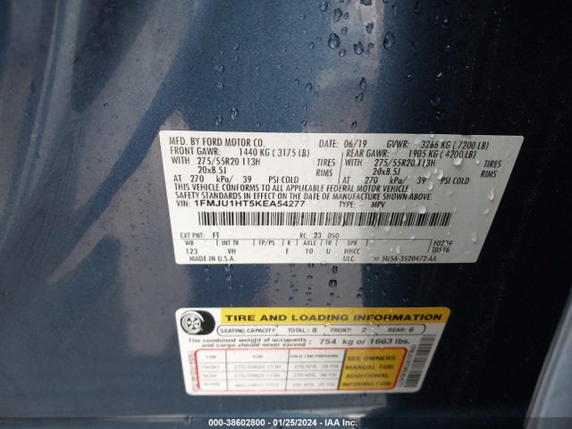 Ford Expedition Xlt 2019 1FMJU1HT5KEA54277 Image 9
