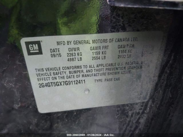 2G4GT5GX7G9112411 Buick Regal Turbo Premium Ii