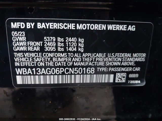 WBA13AG06PCN50168 BMW 530e