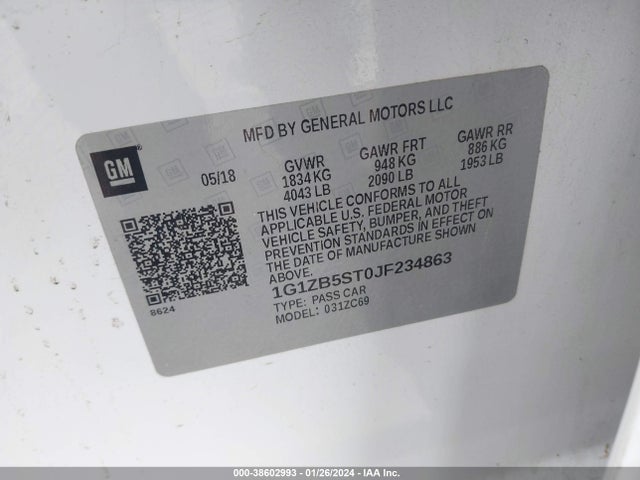 Chevrolet Malibu 1ls 2018 1G1ZB5ST0JF234863 Image 9