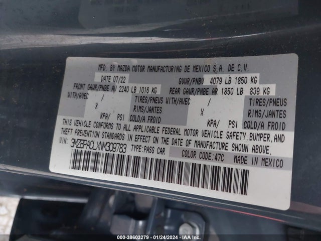 Mazda Mazda3 Carbon Edition 2022 3MZBPACLXNM309783 Image 9