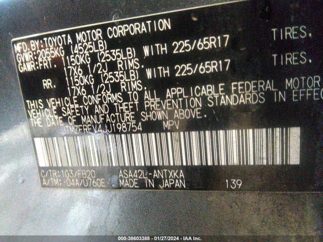 Toyota RAV4 LE 2018 JTMZFREV4JJ198754 Image 9