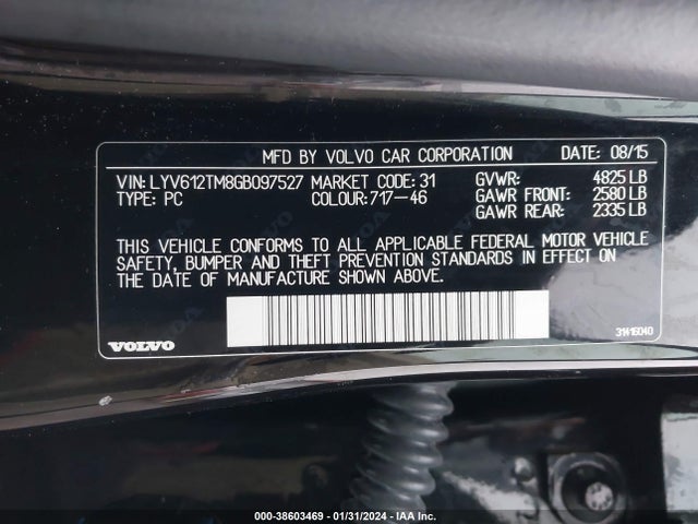 LYV612TM8GB097527 Volvo S60 Inscription T5 Platinum