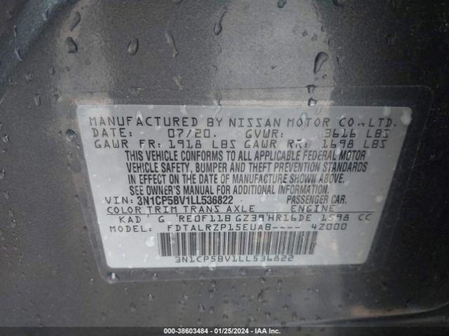 3N1CP5BV1LL536822 Nissan Kicks S Xtronic Cvt