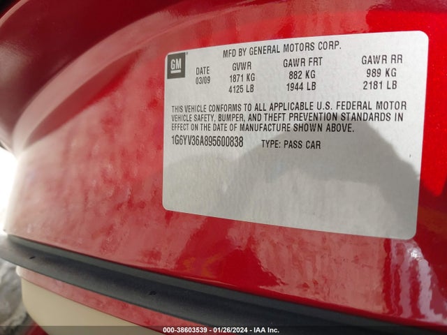 2009 CADILLAC XLR 1G6YV36A895600838 Photo 8