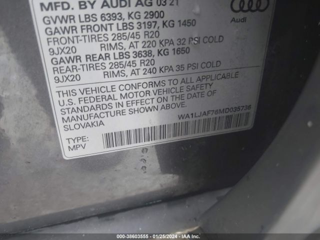 WA1LJAF76MD035736 Audi Q7 Premium Plus 45 Tfsi Quattro Tiptronic