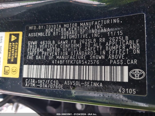 Toyota CAMRY LE 2016 4T4BF1FK7GR542576 Image 9