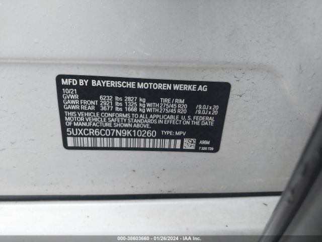 5UXCR6C07N9K10260 BMW X5 Xdrive40i
