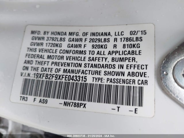Honda Civic Ex-l 2015 19XFB2F9XFE043315 Image 9