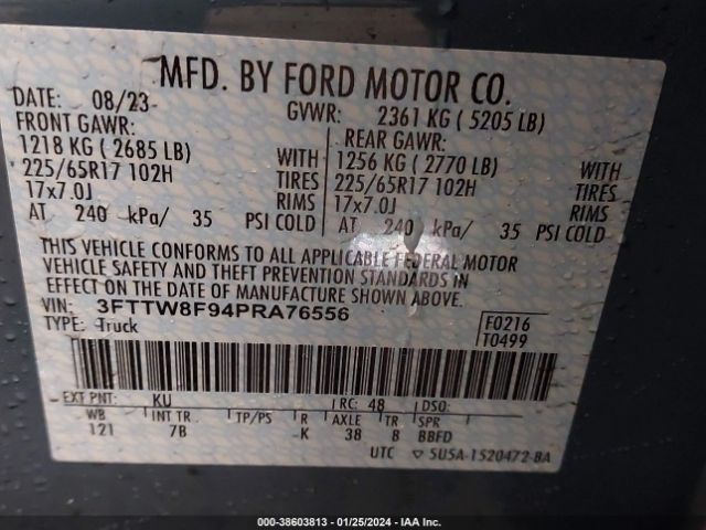 3FTTW8F94PRA76556 Ford Maverick Xlt
