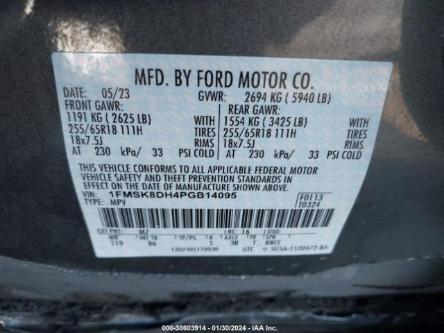 1FMSK8DH4PGB14095 Ford EXPLORER XLT