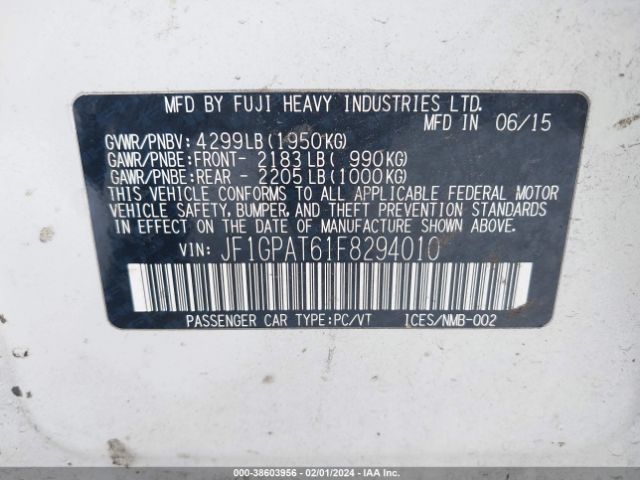 JF1GPAT61F8294010 Subaru Impreza 2.0i Sport Premium
