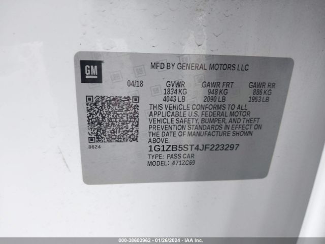 1G1ZB5ST4JF223297 Chevrolet Malibu 1ls