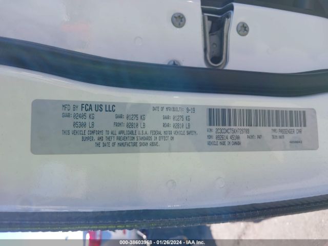 2C3CDXCT5KH729789 Dodge Charger R/t Rwd