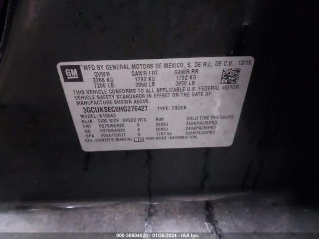 Chevrolet Silverado 1500 1lz 2017 3GCUKSEC8HG276427 Image 9