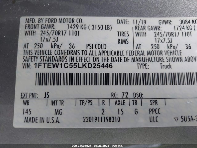 1FTEW1C55LKD25446 Ford F-150 Xlt