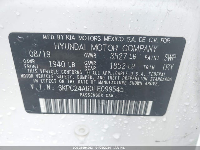 Hyundai ACCENT SE 2020 3KPC24A60LE099545 Image 9