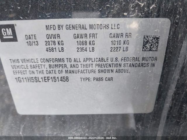 1G11H5SL1EF151458 Chevrolet Malibu 1lz
