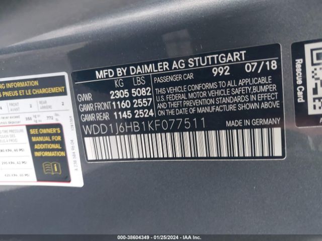 WDD1J6HB1KF077511 Mercedes-Benz E 450