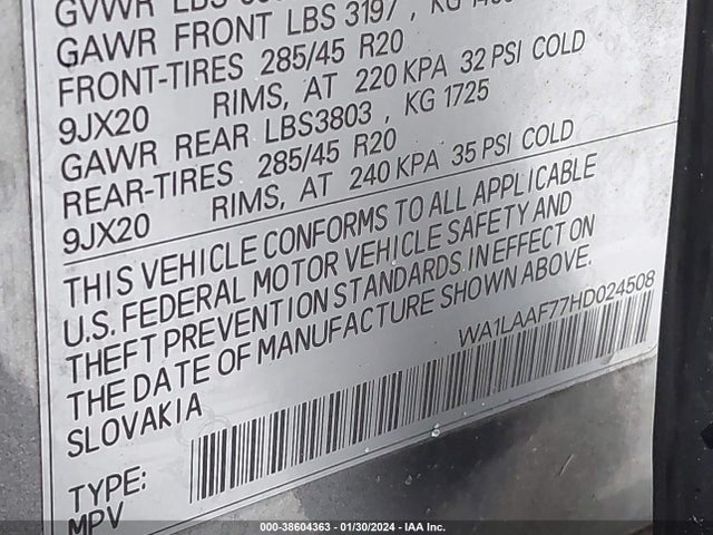 WA1LAAF77HD024508 Audi Q7 3.0t Premium