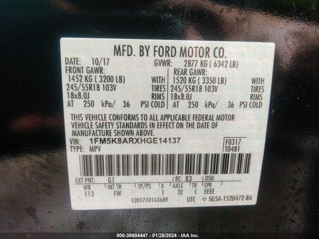 Ford Utility Police Interceptor 2017 1FM5K8ARXHGE14137 Image 9