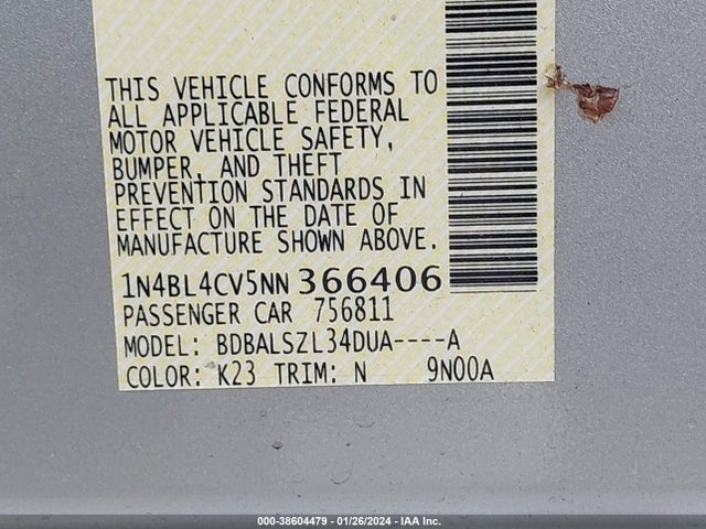 Nissan Altima Sr Fwd 2022 1N4BL4CV5NN366406 Image 9