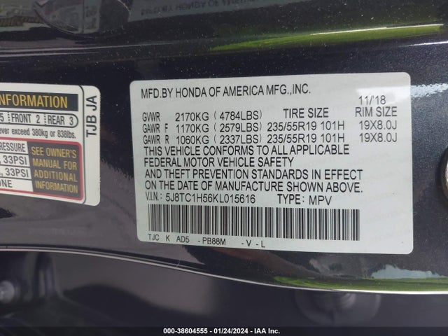 Acura Rdx Technology Pkg 2019 5J8TC1H56KL015616 Image 9