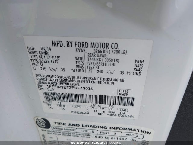 Ford F-150 Xlt 2014 1FTFW1ET2EKE12935 Image 9