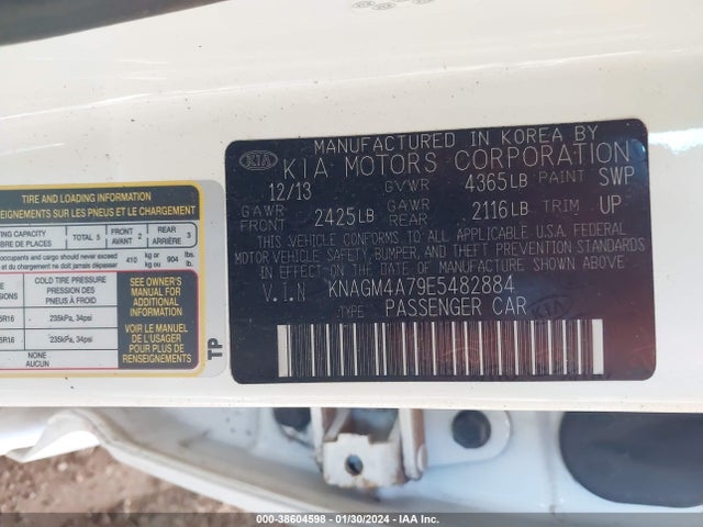 KIA Optima Lx 2014 KNAGM4A79E5482884 Image 9