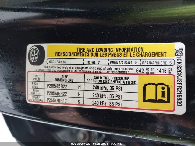 GMC YUKON DENALI 2015 1GKS2CKJ3FR215939 Image 9