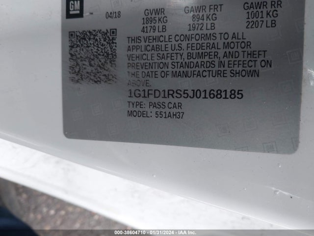Chevrolet Camaro 2lt 2018 1G1FD1RS5J0168185 Image 9