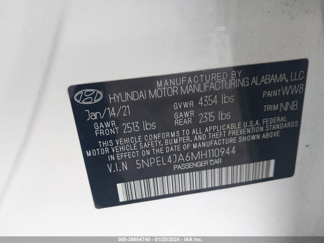Hyundai SONATA SEL 2021 5NPEL4JA6MH110944 Image 9