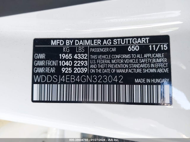 WDDSJ4EB4GN323042 Mercedes-Benz 2016