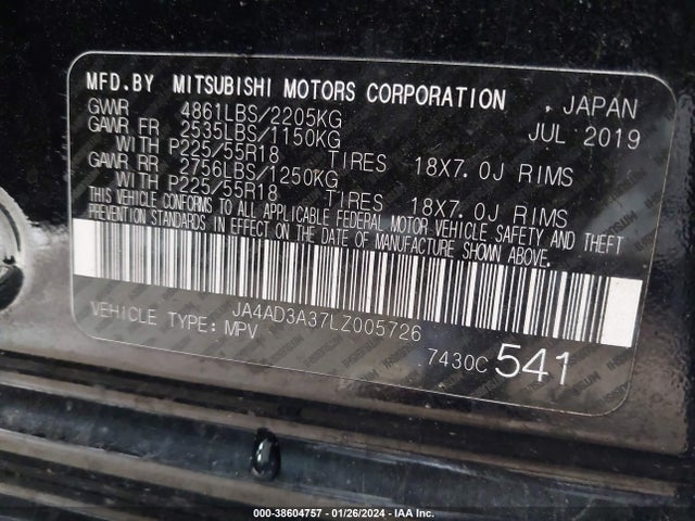 Mitsubishi Outlander Se 2.4 2020 JA4AD3A37LZ005726 Image 9
