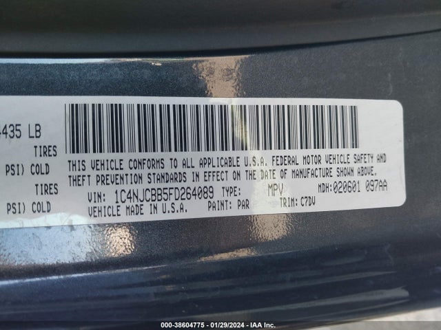 Jeep Compass Sport 2015 1C4NJCBB5FD264089 Image 9