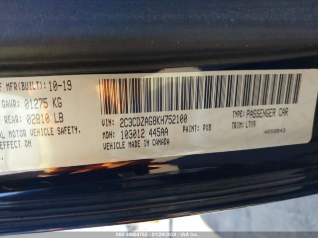 2019 DODGE CHALLENGER 2C3CDZAG8KH752100 Photo 8