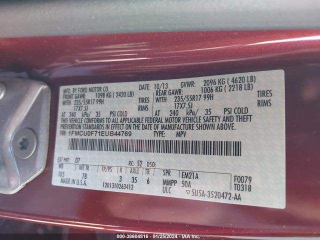 Ford ESCAPE S 2014 1FMCU0F71EUB44769 Image 9