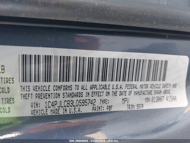 2020 JEEP CHEROKEE LATITUDE FWD VIN: 1C4PJLCB3LD595742