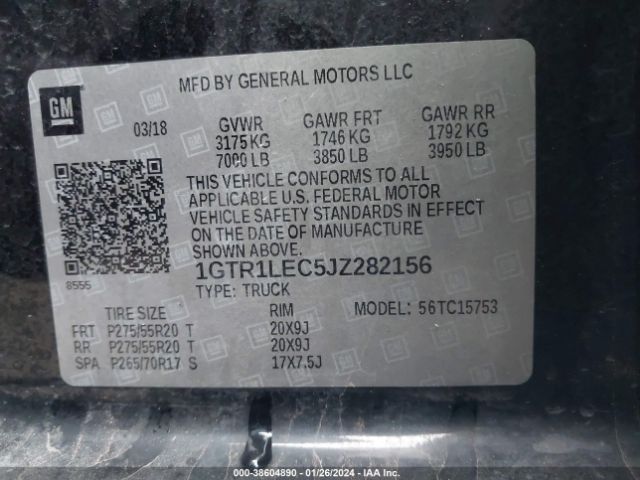 1GTR1LEC5JZ282156 GMC SIERRA 1500