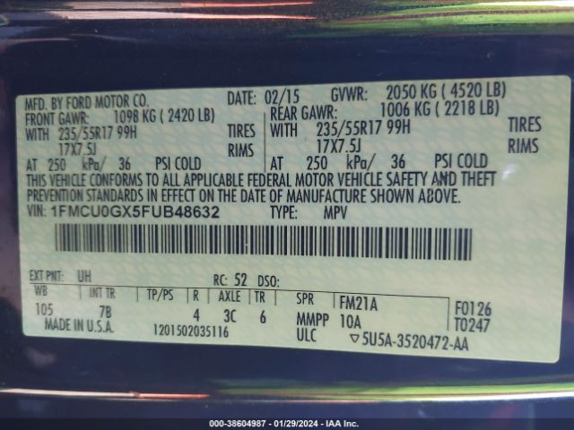 1FMCU0GX5FUB48632 Ford ESCAPE SE