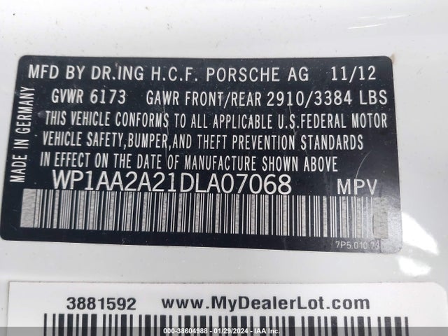 2013 PORSCHE CAYENNE WP1AA2A21DLA07068 Photo 8