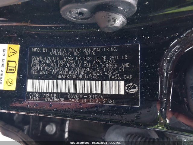 Lexus ES 350 2017 58ABK1GG3HU041548 Image 9
