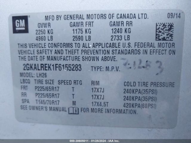 2GKALREK1F6155283 GMC Terrain Sle-2