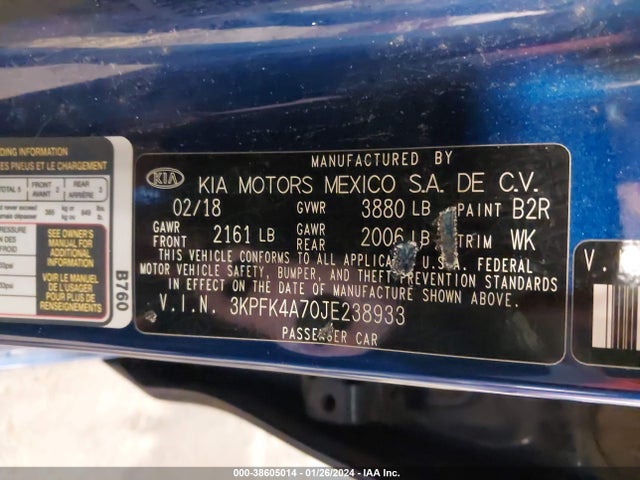 KIA FORTE LX 2018 3KPFK4A70JE238933 Image 9