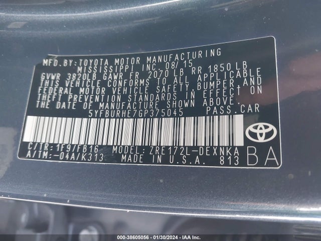 Toyota Corolla Le Plus 2016 5YFBURHE7GP375045 Image 26